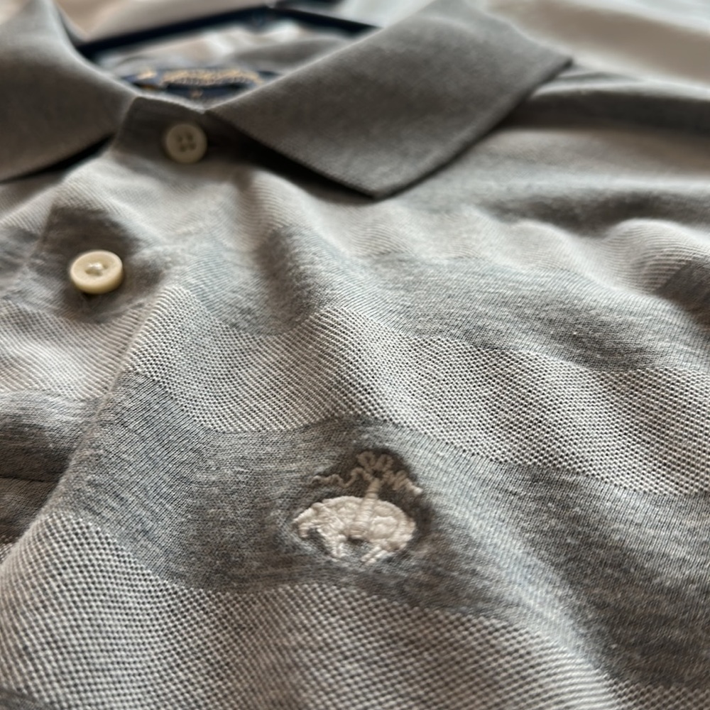 Brooks Brothers Grey / Gray Striped Polo Shirt Medium Men’s